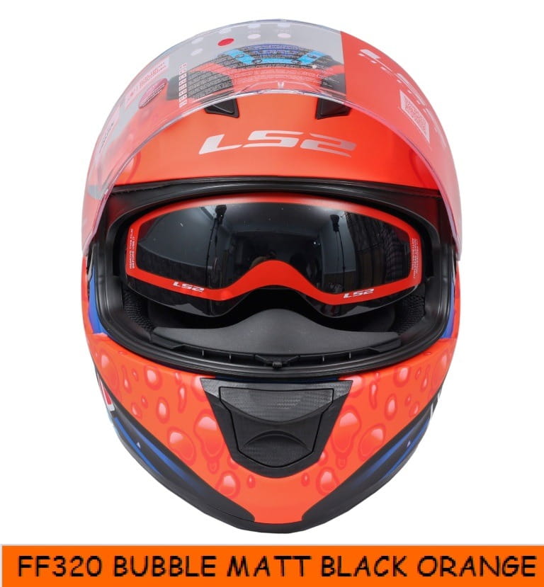LS2 Bubble - Gloss Black Red - Dual Visor Motorbike Helmet
